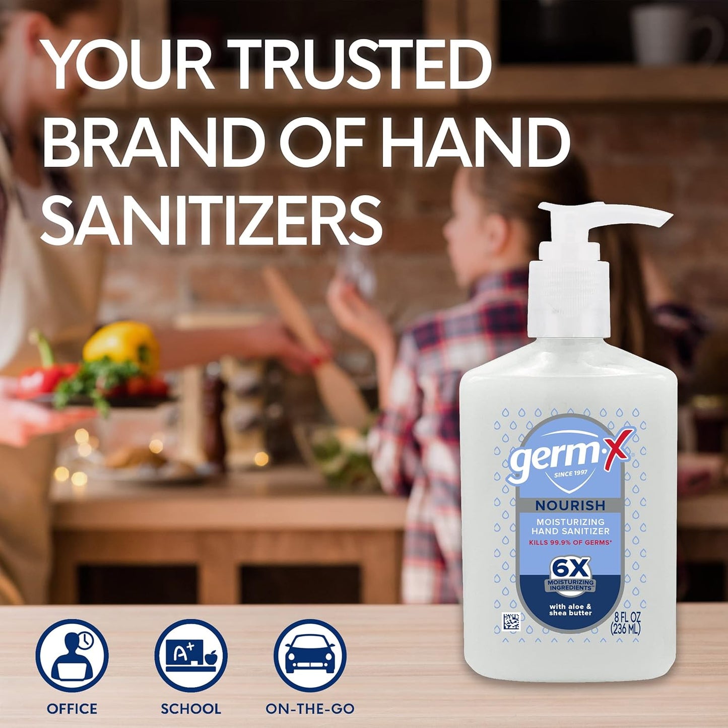Germ-X Nourish Hand Sanitizer, 2-in-1 Moisturizing and Sanitizing Formula with Shea Butter, Vitamin