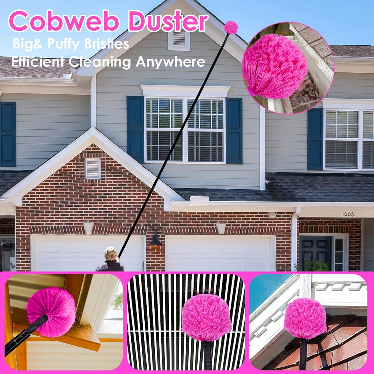 15 Foot Dusters for Cleaning, Duster with Extension Pole 7-15ft, Microfiber Feather Duster Used for