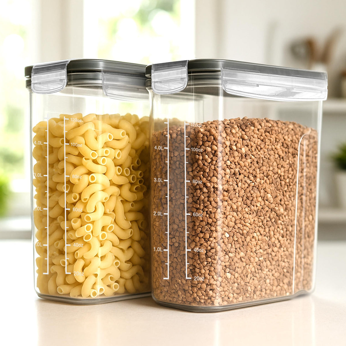 Utopia Kitchen Cereal Containers Storage Set with Lids, 4 Pack, 4L, Clear