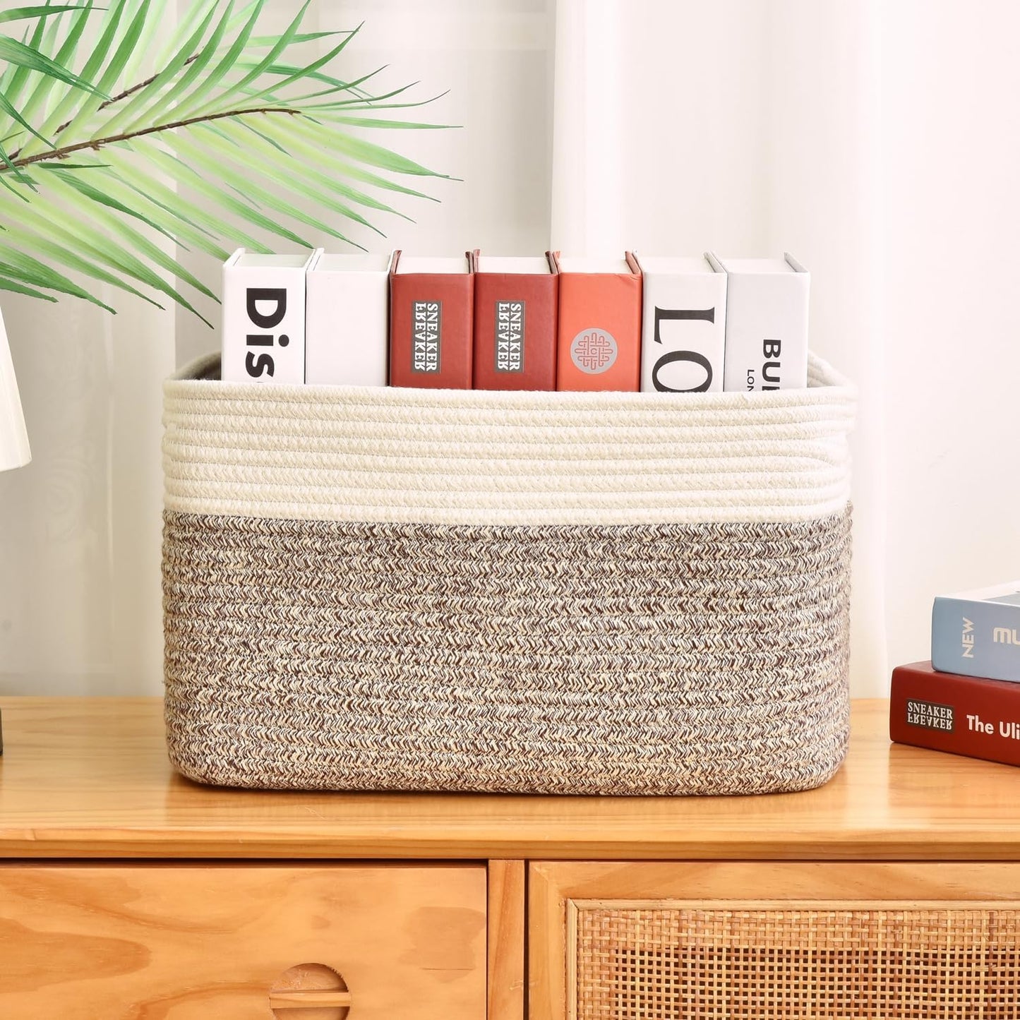 Storage Basket,Woven Baskets for Storage,Cotton Rope Baskets for Organizing,book Basket,towel,Toy