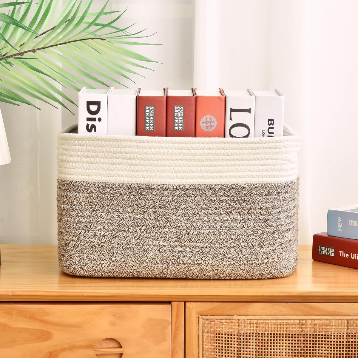Storage Basket,Woven Baskets for Storage,Cotton Rope Baskets for Organizing,book Basket,towel,Toy