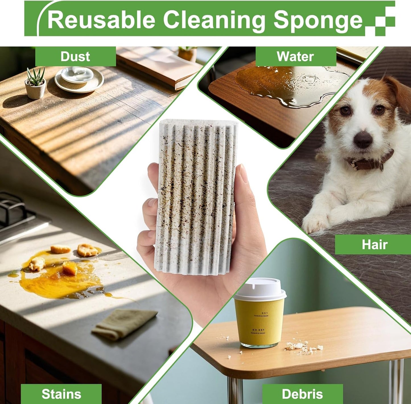 2-Pack Damp Clean Duster Sponge, Sponge Cleaning Brush, Duster for Cleaning Blinds, Glass