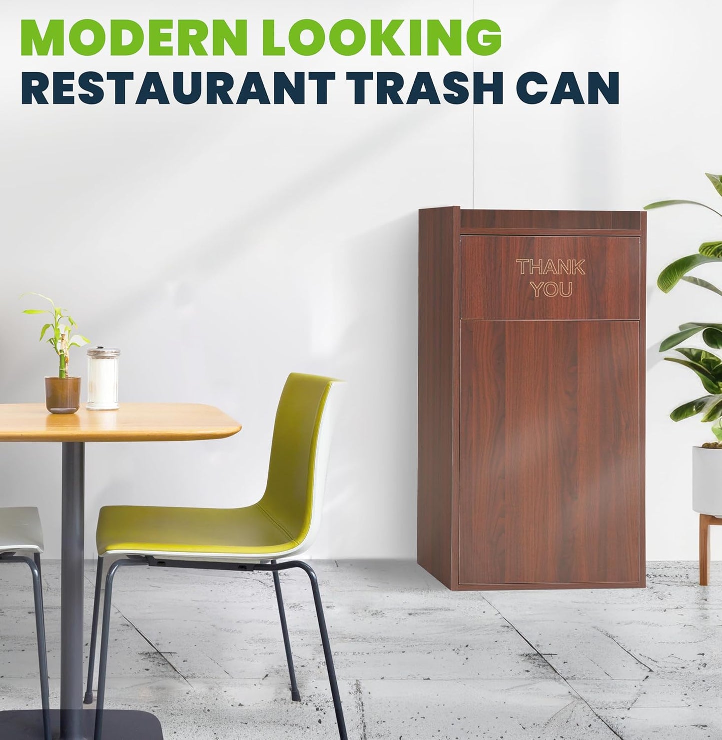 Alpine Restaurant Trash Can Cabinet - Commercial Trash Can 40 Gallon, Garbage Receptacle Indoor