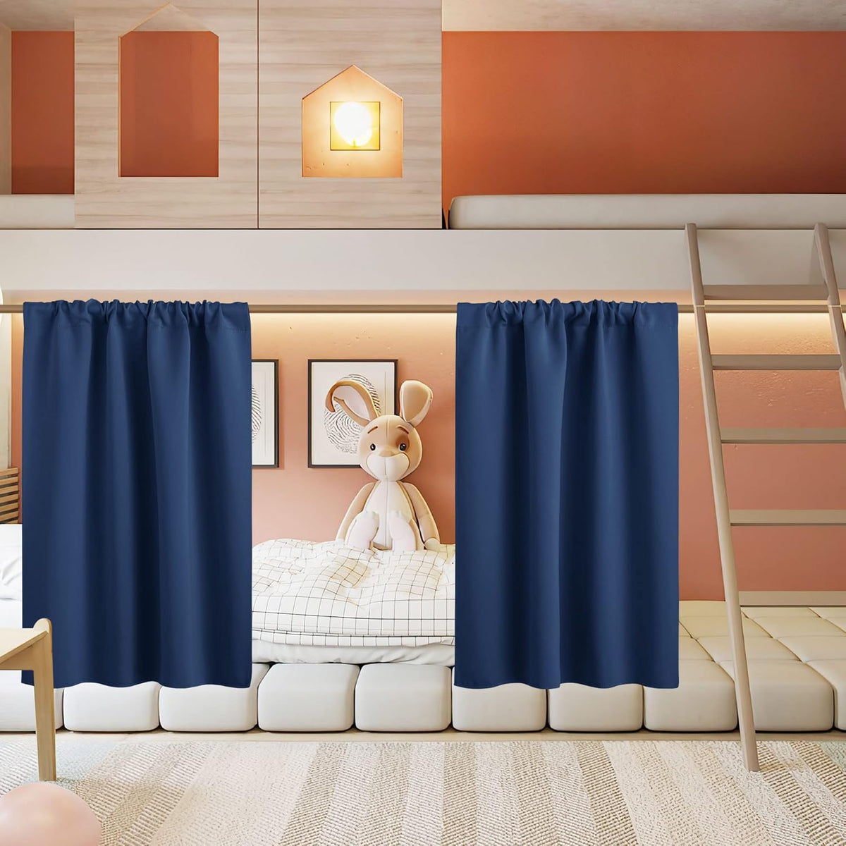 RYB HOME Small Curtains for Kitchen Window - Blackout Privacy Portable Curtain Set for Bedroom