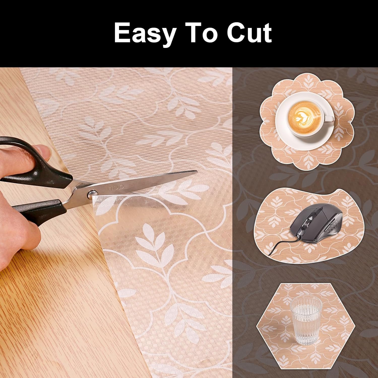 Cooyes Shelf and Drawer Liners for Kitchen Cabinets, Non Adhesive Cabinet Liner, EVA Waterproof
