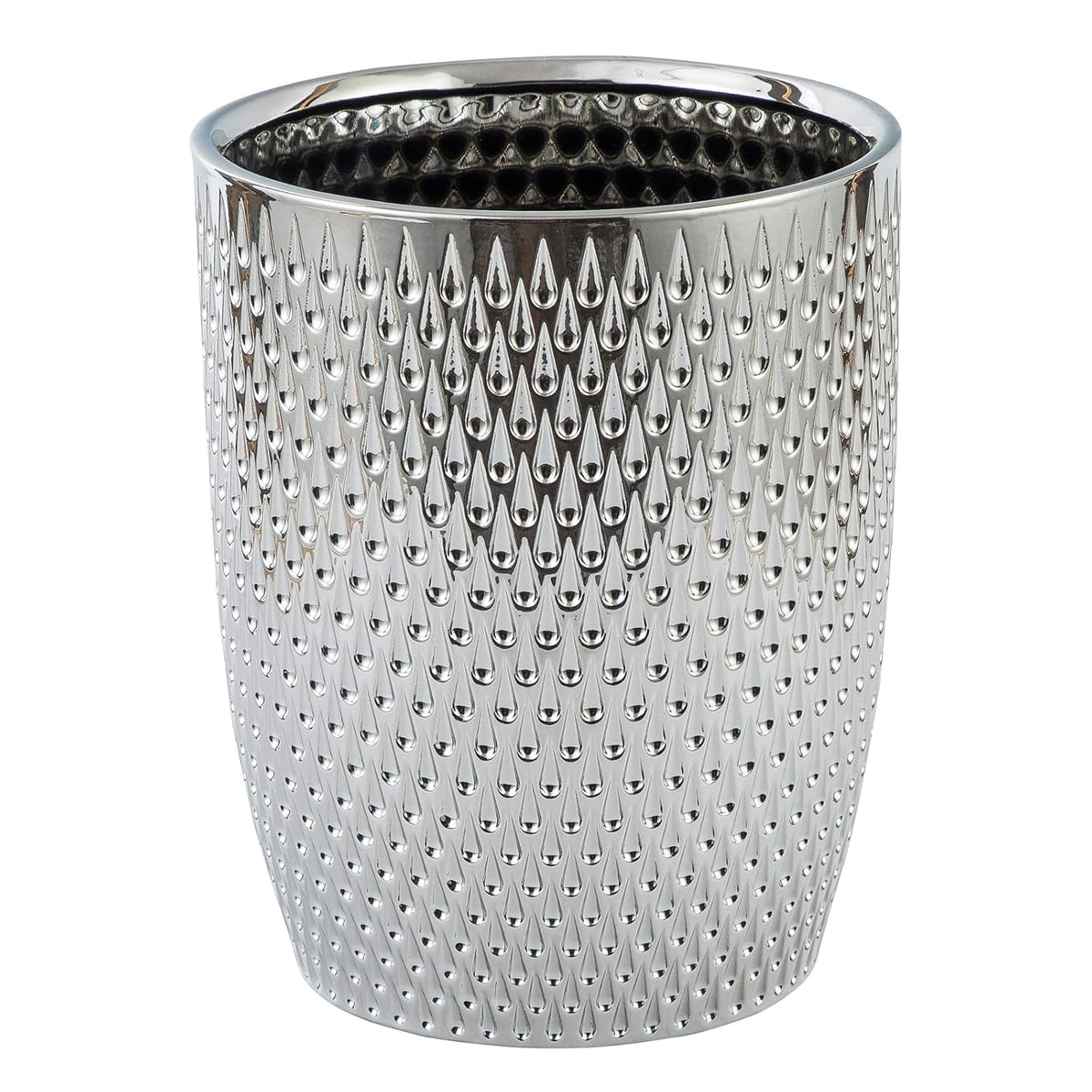 Modern Round Silver Small Trash Can Wastebasket, Garbage Container Bin for Bathrooms, Powder Rooms