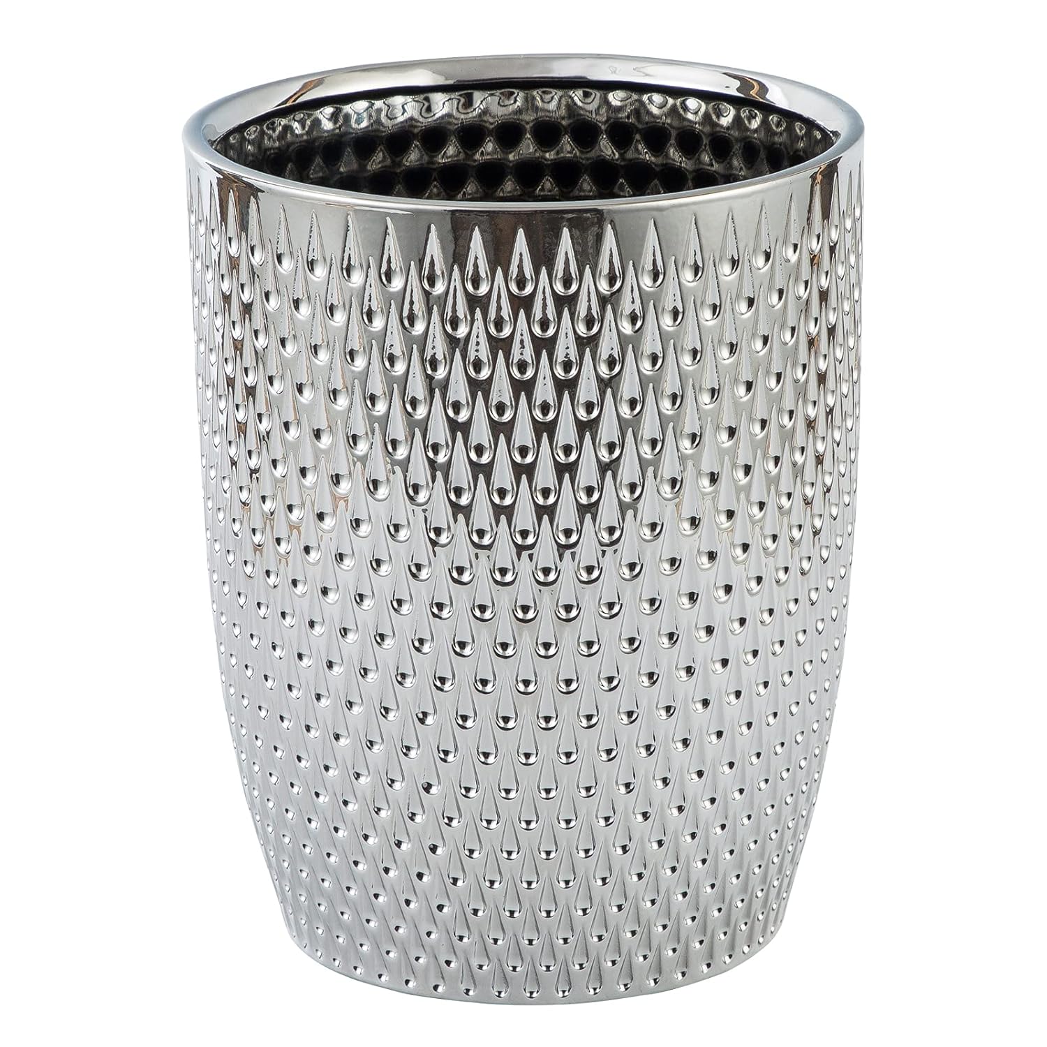 Modern Round Silver Small Trash Can Wastebasket, Garbage Container Bin for Bathrooms, Powder Rooms