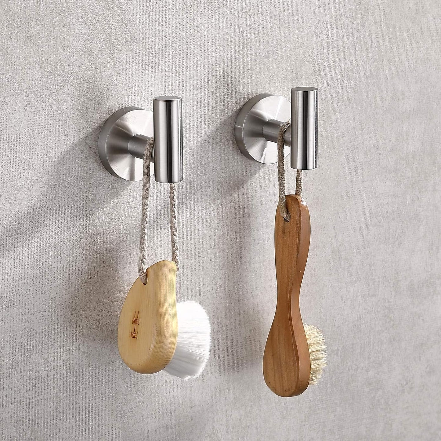 TASTOS Bathroom Towel Hooks Brushed Nickel, 2 Pack Stainless Steel Robe Coat and Clothes Hook
