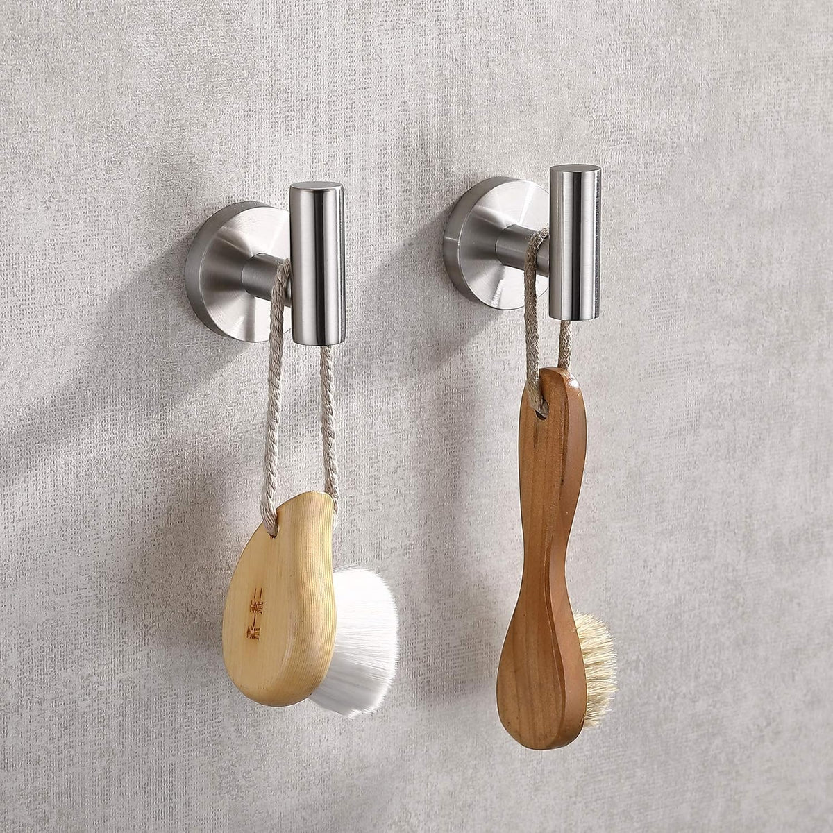 TASTOS Bathroom Towel Hooks Brushed Nickel, 2 Pack Stainless Steel Robe Coat and Clothes Hook