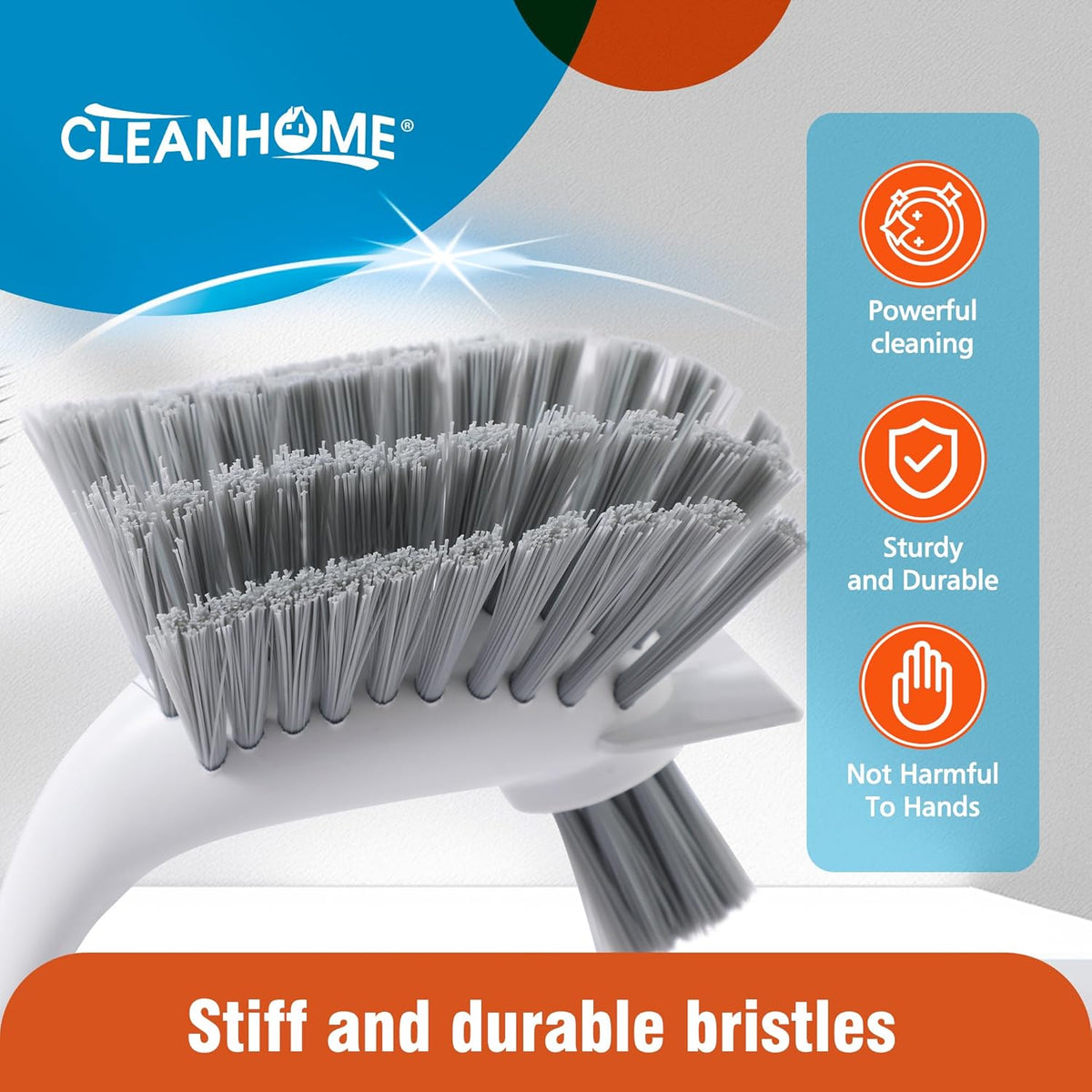 4-Pack Heavy-Duty Dish Scrub Brushes with Stiff Non-Scratch Bristles & Long Handle - Multi-Purpose