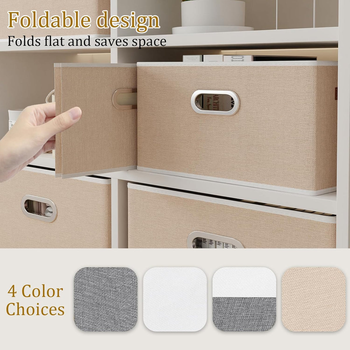 Yawinhe Collapsible Storage Box, Cube Storage Basket, Fabric Foldable Storage Bins Organizer