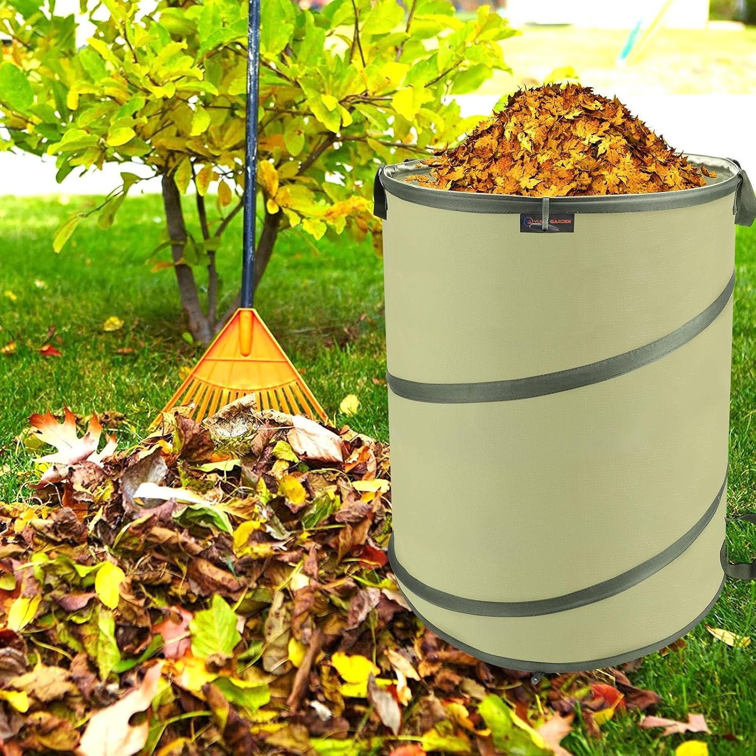 YUDI & GARDEN 45 Gallon Collapsible Garden Bag｜Collapsible Trash Can｜Camping Trash Can, Use for
