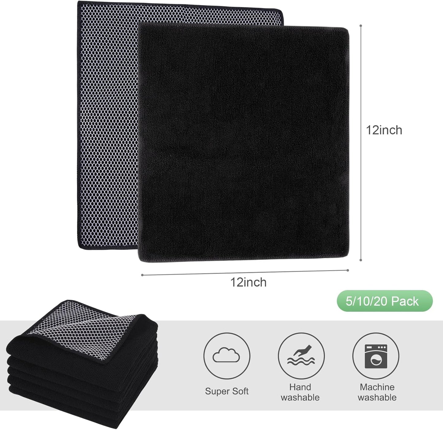 SINLAND Microfiber Dish Cloth for Washing Dishes Dish Washing Rags Best Kitchen Washcloth Cleaning