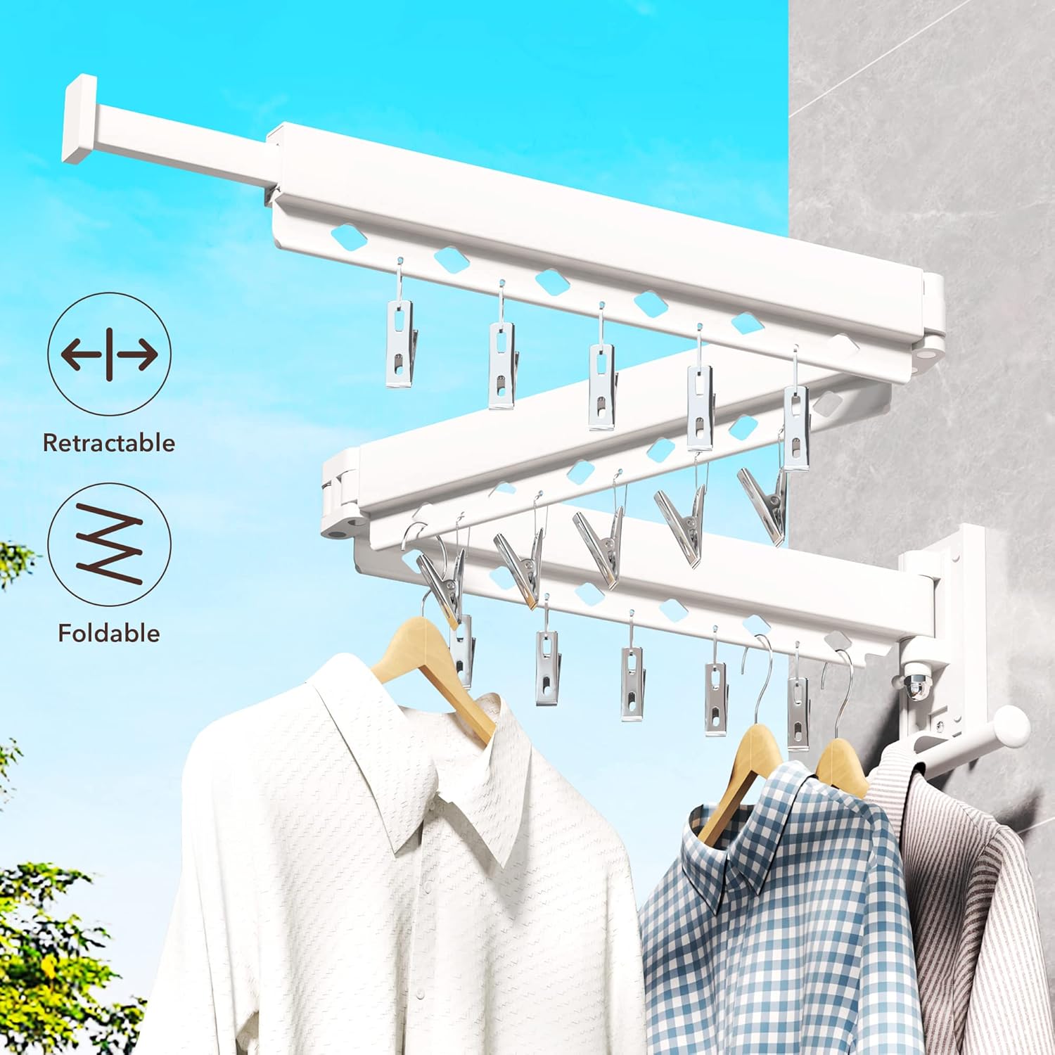 Wall Mounted Clothes Hanger,Clothes Drying Rack,Laundry Rack Wall Mount,Drying Rack