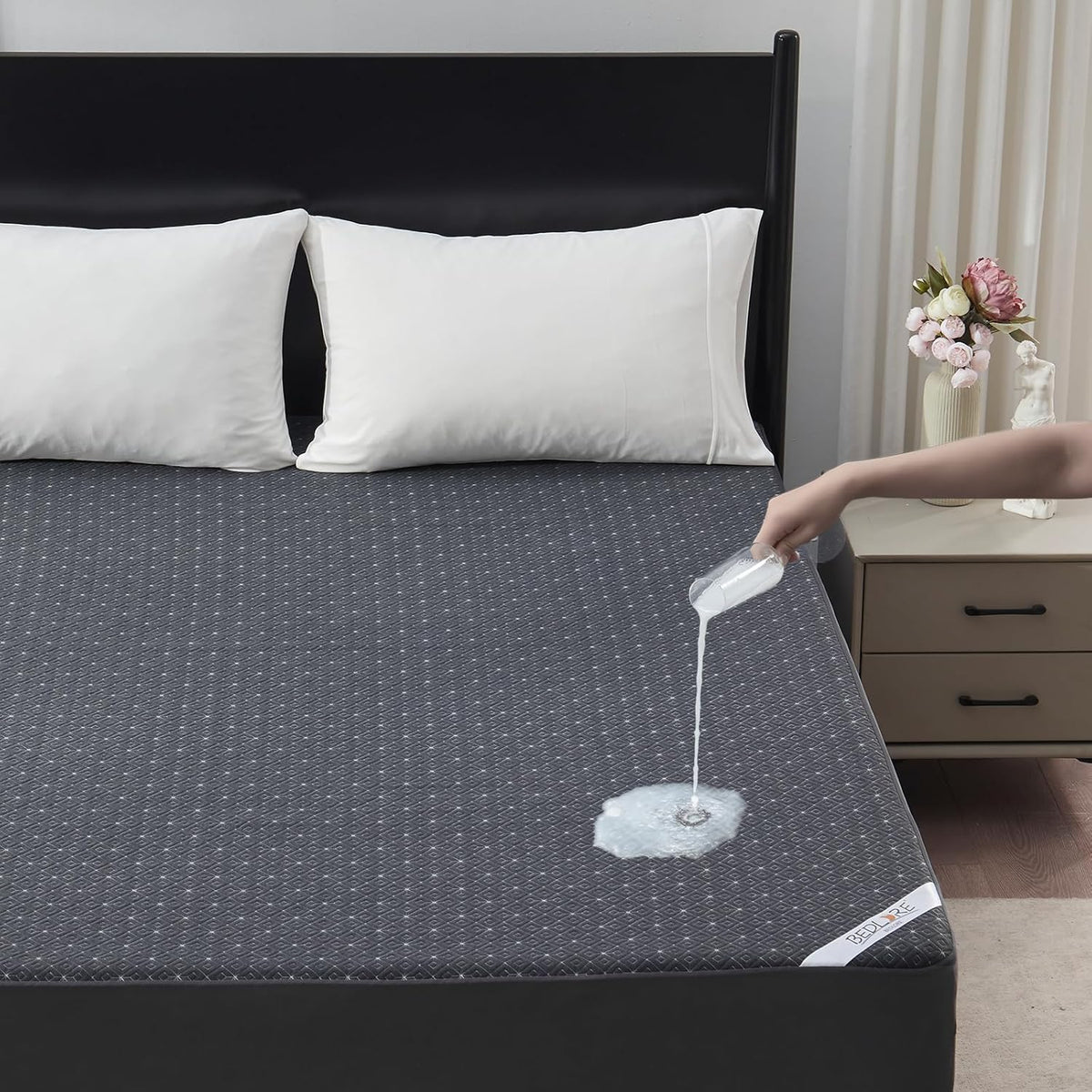 BEDLORE Twin Mattress Protector, Waterproof Noiseless Mattress Cover with Stretchable Pockets for