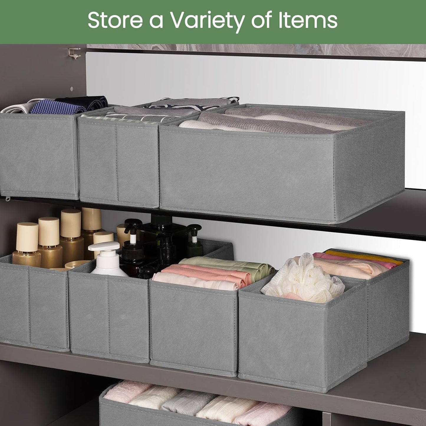 Criusia Drawer Organizer Clothes, 24 Pack Underwear Drawer Organizers, Foldable Closet Organizers