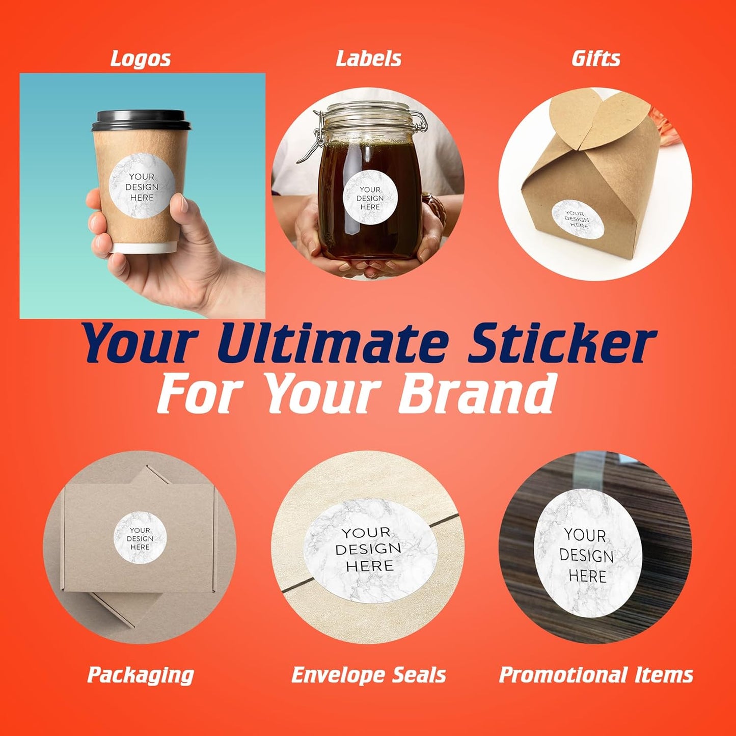 100 Custom Vinyl Stickers - Upload Your own Image, Text, Design, Logo - Personalized Logo Labels