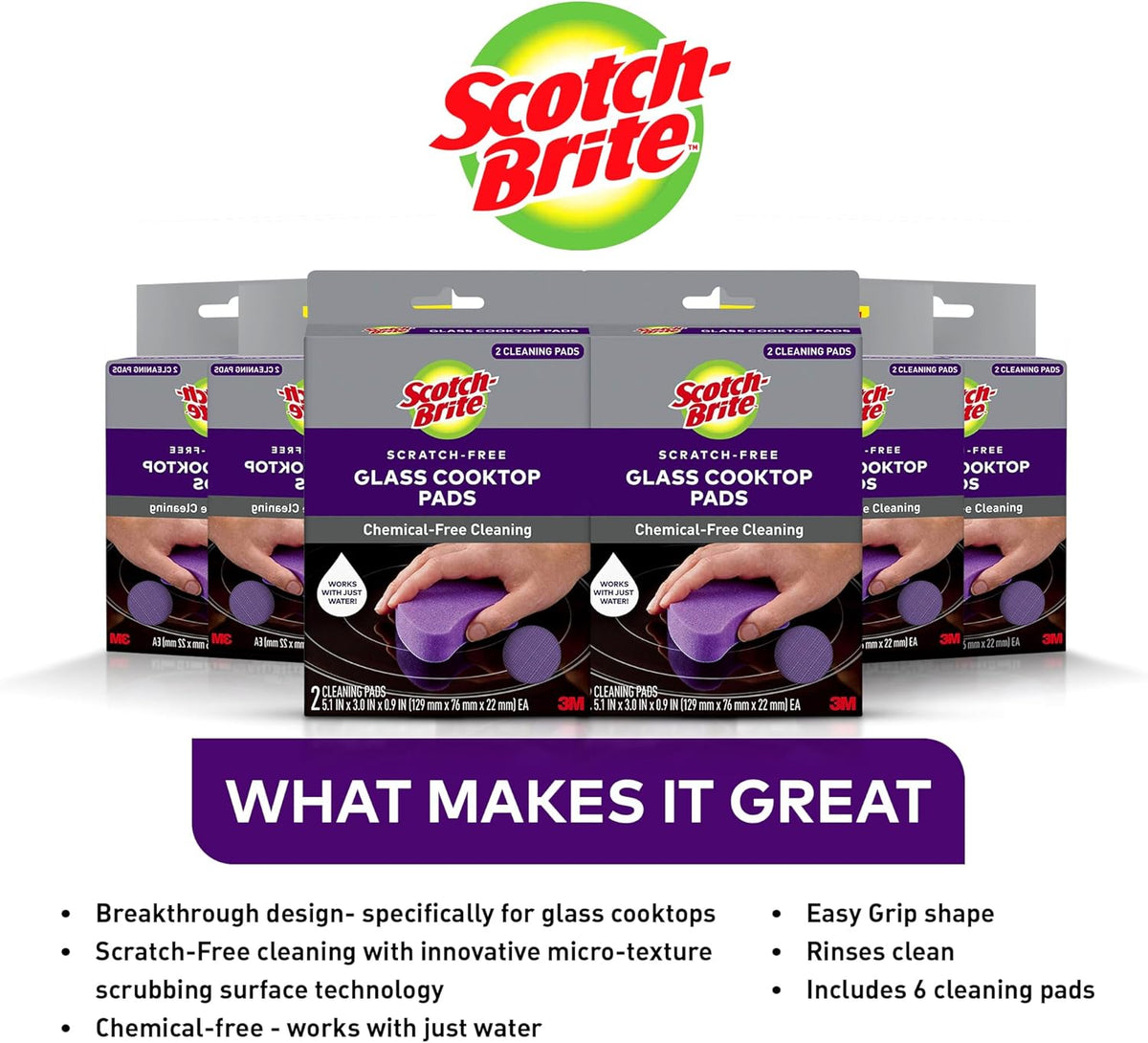 Scotch-Brite Glass Cooktop Pads, Scratch-Free & Non-Abrasive Scrubbers for Glass or Ceramic