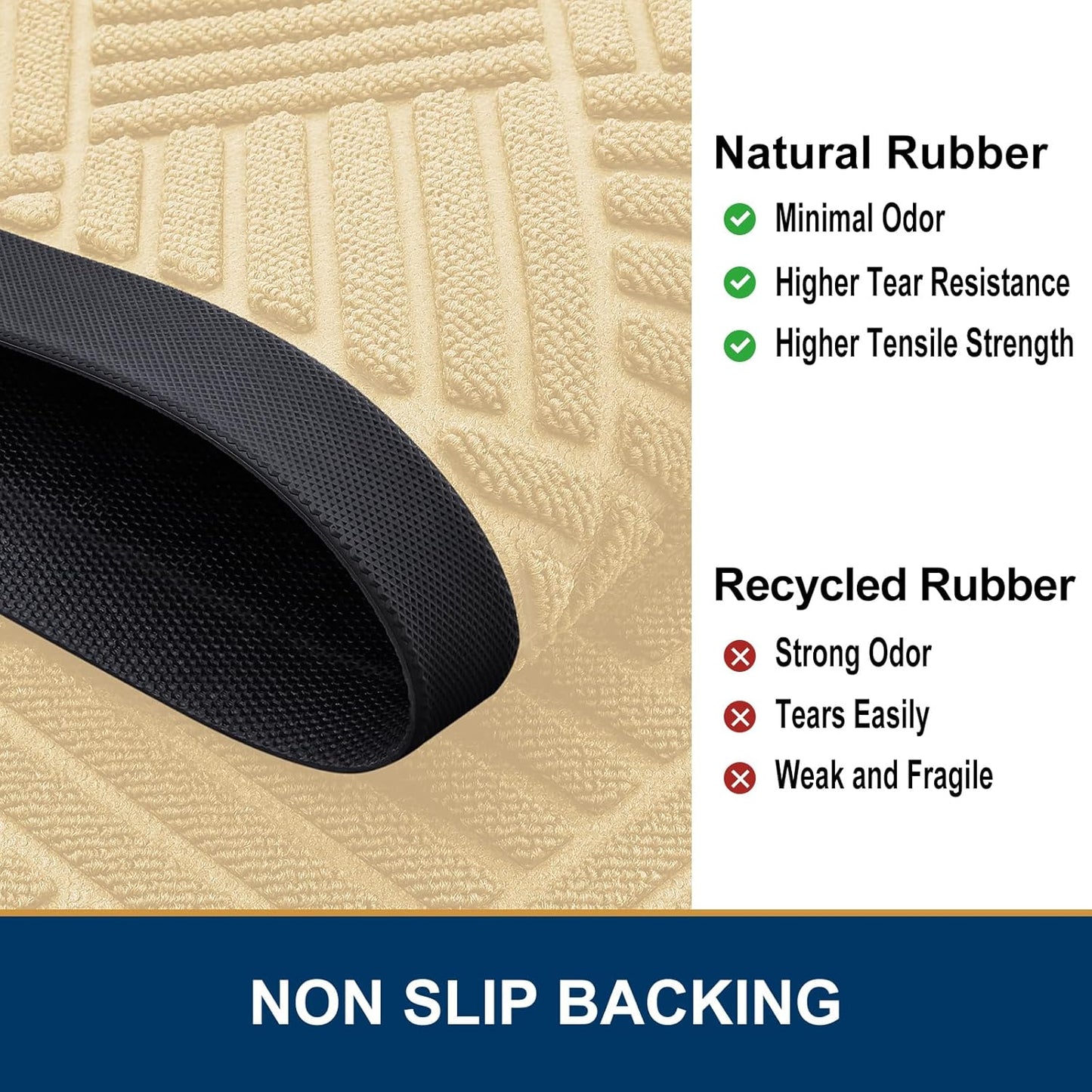 Smiry Half Circle Front Door Mat Outside Entrance, Heavy Duty Outdoor Indoor Natural Rubber