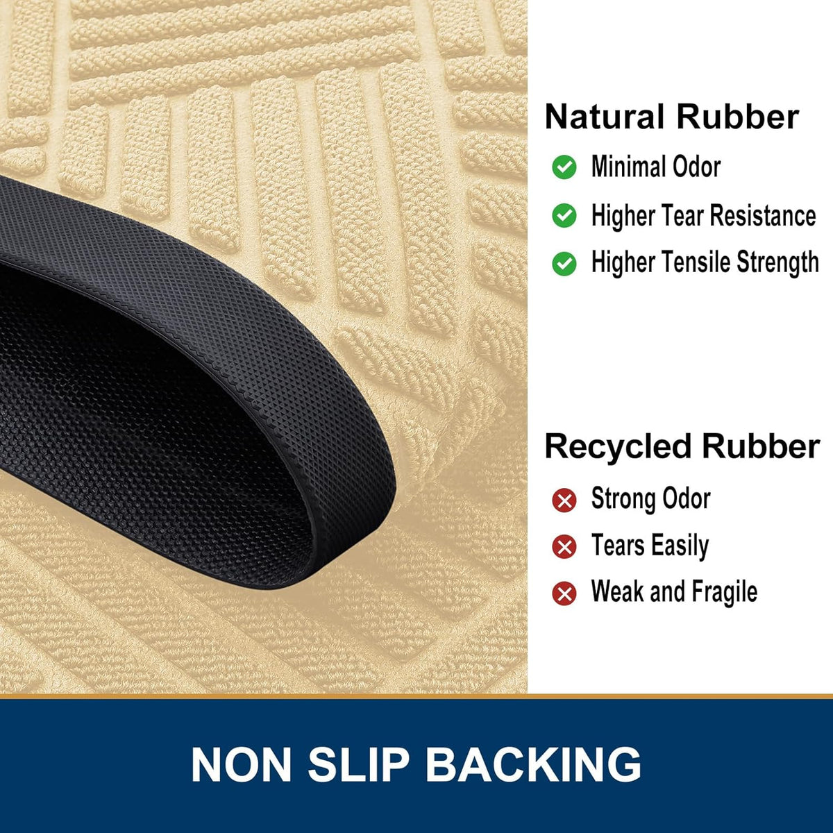 Smiry Half Circle Front Door Mat Outside Entrance, Heavy Duty Outdoor Indoor Natural Rubber