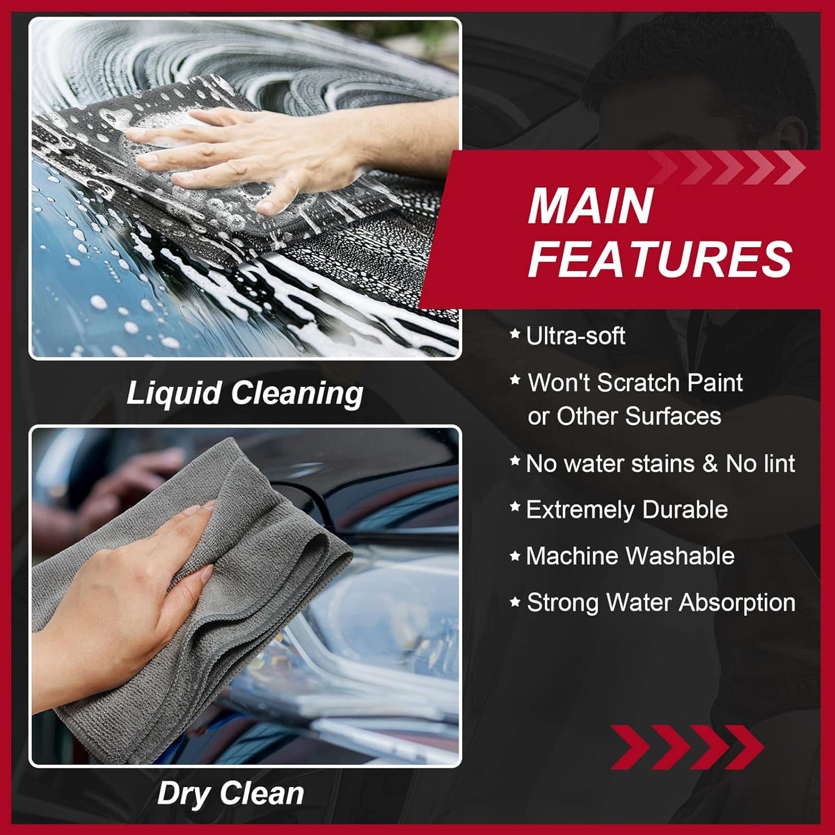 200 Pcs Microfiber Cleaning Cloth 16x16 Inch Microfiber Towels for Car Ultra Absorbent Cleaning