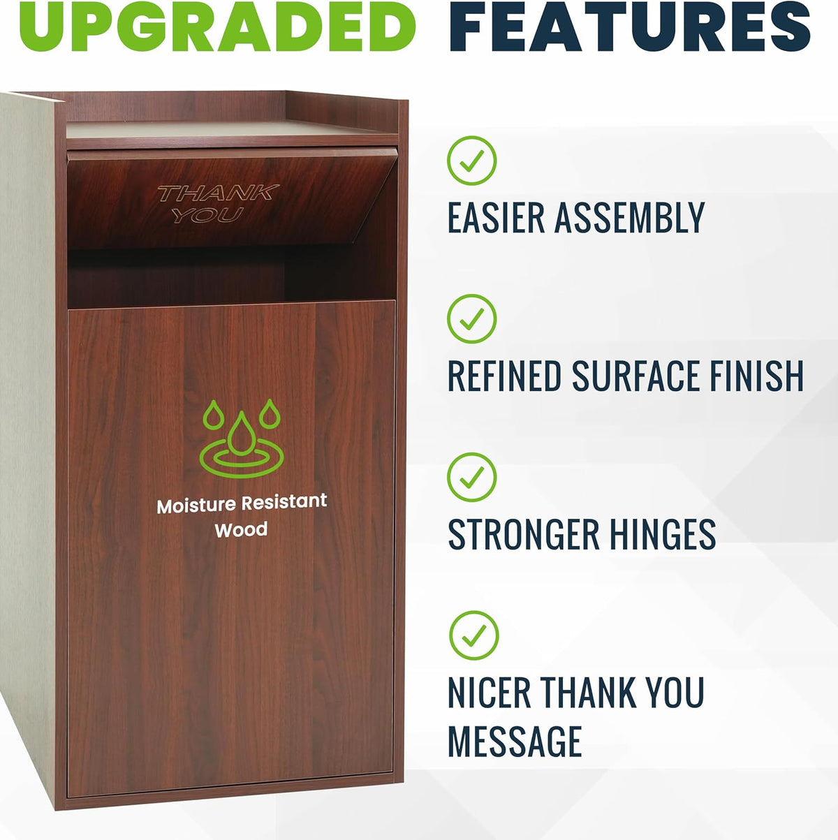 Alpine Restaurant Trash Can Cabinet - Commercial Trash Can 40 Gallon, Garbage Receptacle Indoor