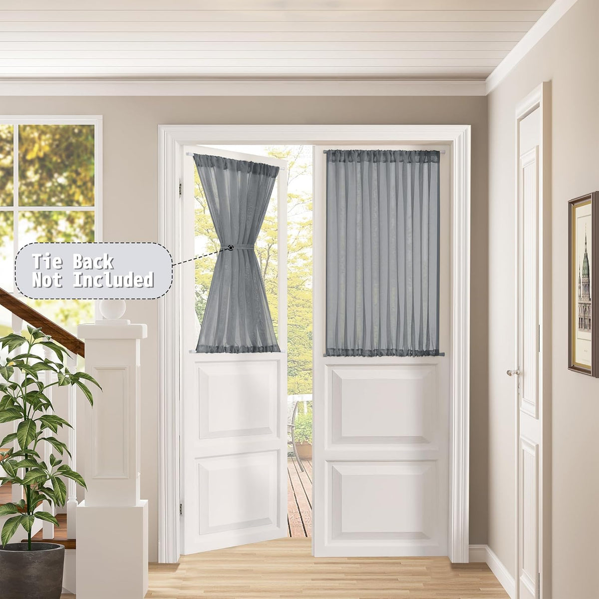 Tollpiz Short Sheer Linen Textured Curtain Sheers Doorway Light Filtering Voile Patio Glass Door