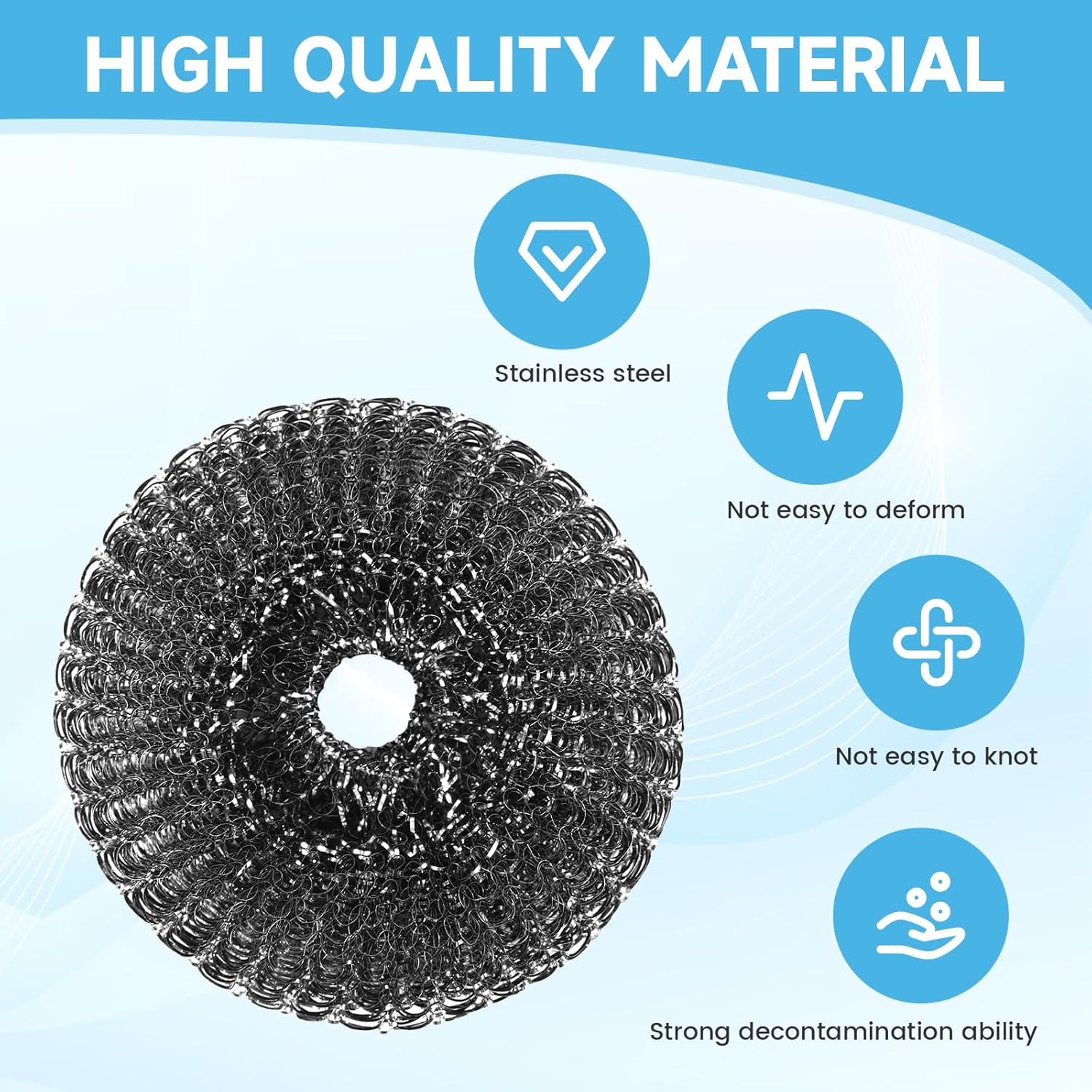 6 Pcs Steel Wool Scrubber, Stainless Steel Scrubber for Cleaning Kitchen and Household Stubborn