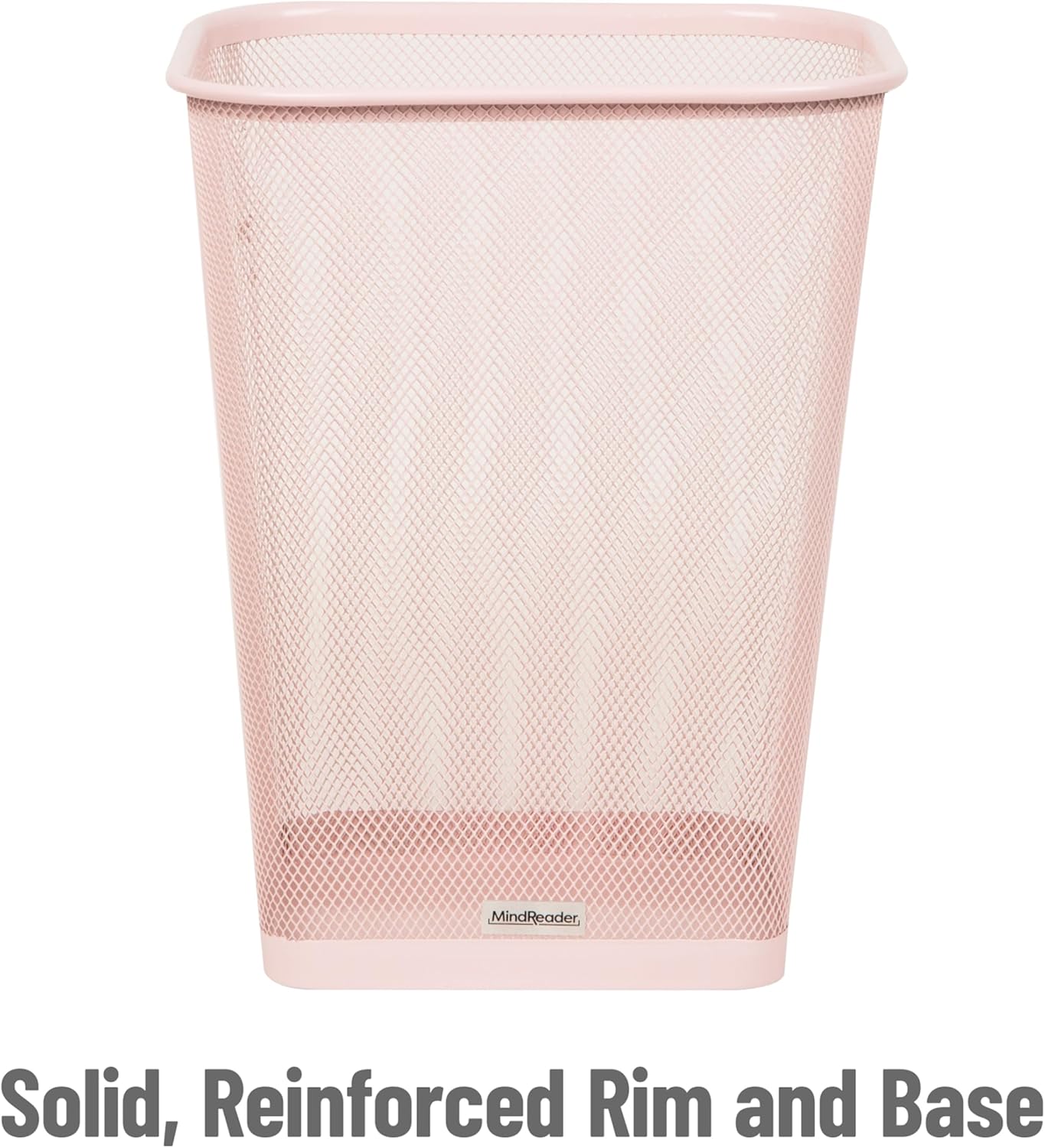 Mind Reader Mesh Trash Can, Square Wastebasket for Office or Home, 5 Gallon Capacity, Metal Mesh