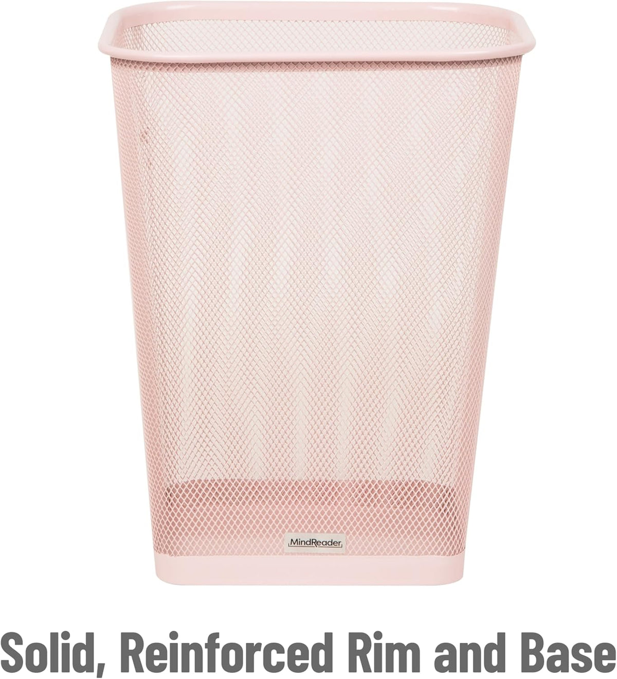 Mind Reader Mesh Trash Can, Square Wastebasket for Office or Home, 5 Gallon Capacity, Metal Mesh