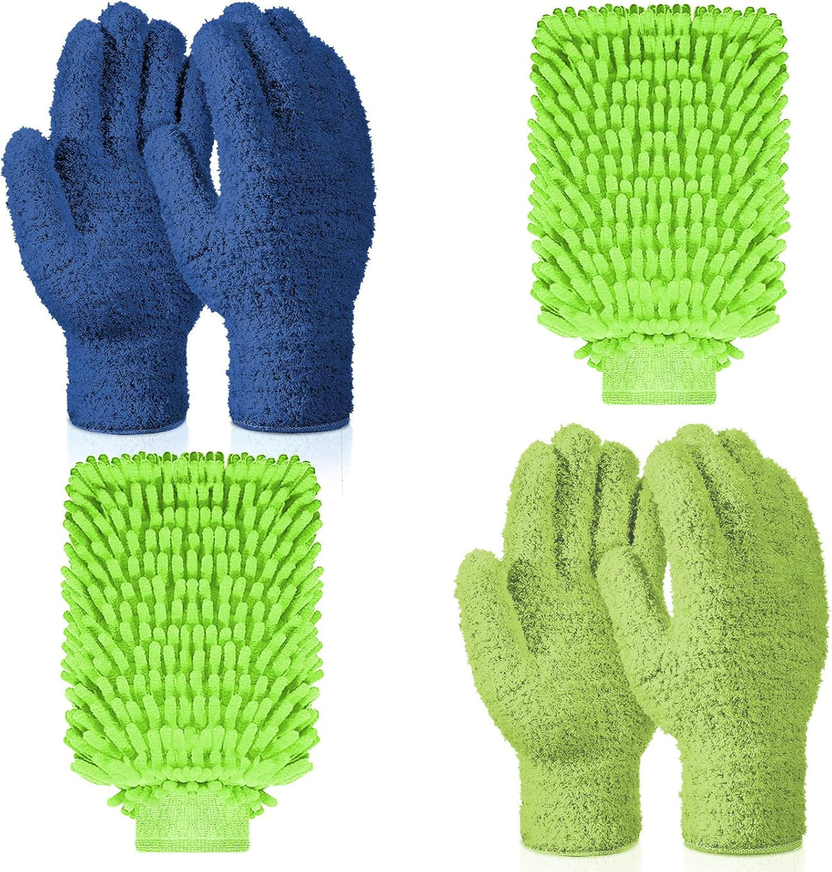 6 Pcs Microfiber Dusting Mitt Gloves Microfiber Washable Dusting Gloves Car Wash Mitt for Leaf