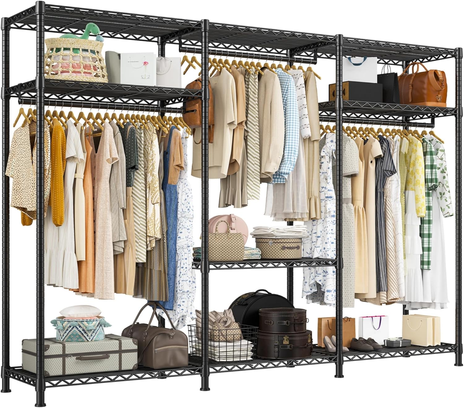 Raybee Clothes Rack Heavy Duty Load 795LBS Portable Clothing Racks for Hanging Clothes Adjustable