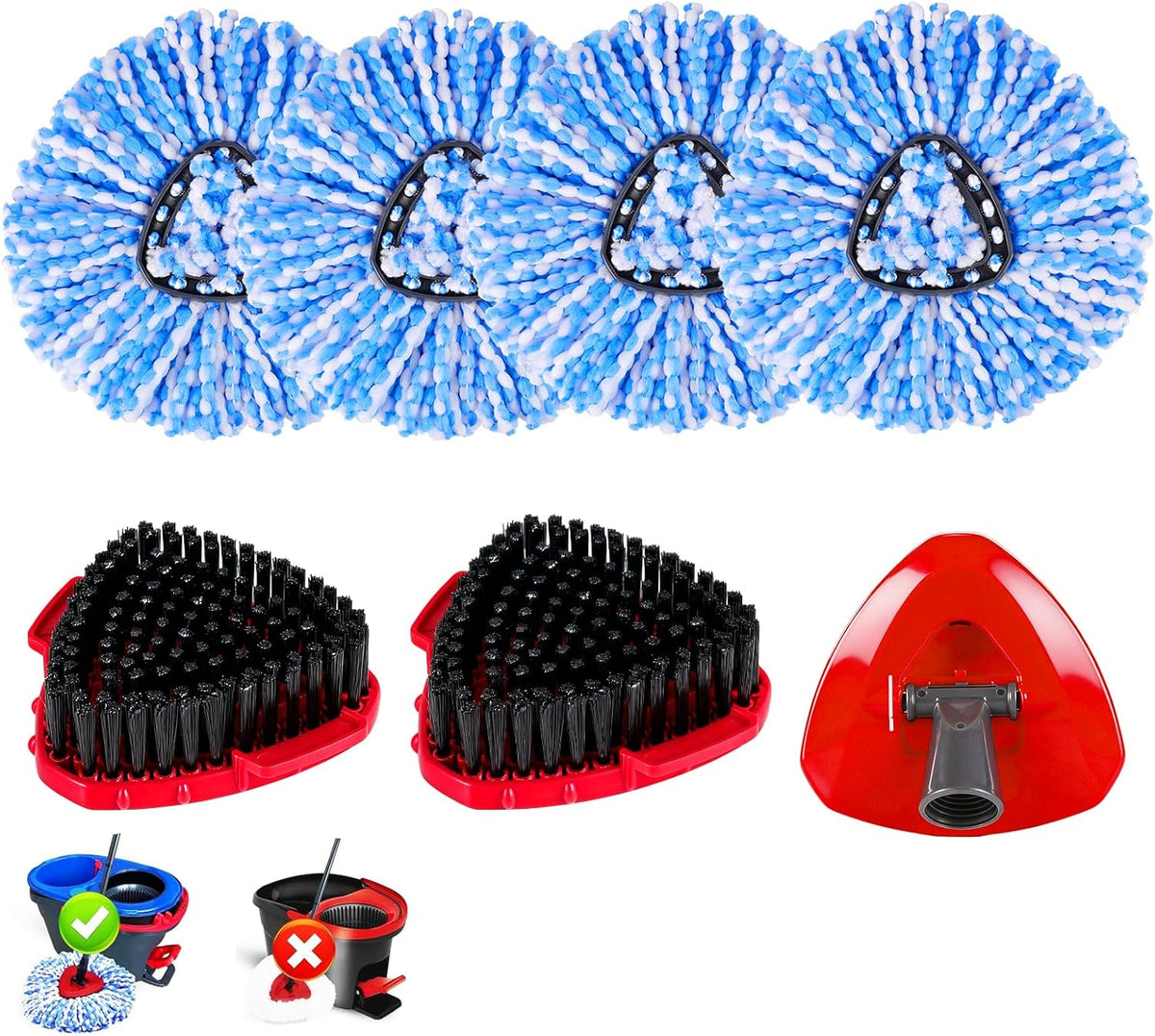 7 Pack Spin Mop Head for O-Ceda RinseClean 2 Tank System, 4 Triangle Microfiber Mop Replacement