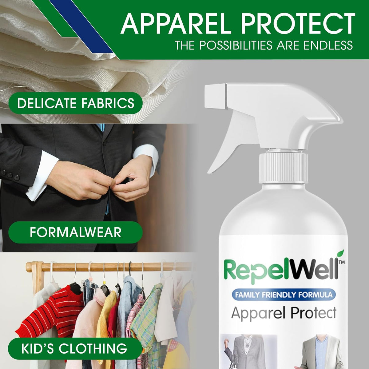 Apparel Protect (24oz) Stain & Water Repellent Spray – Non-Toxic, Eco-Friendly, Pet-Safe Sprays for