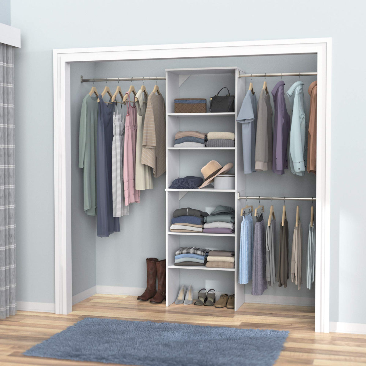 ClosetMaid SuiteSymphony Wood Closet Organizer System, 25-Inch Starter Kit with Tower and 3 Hang