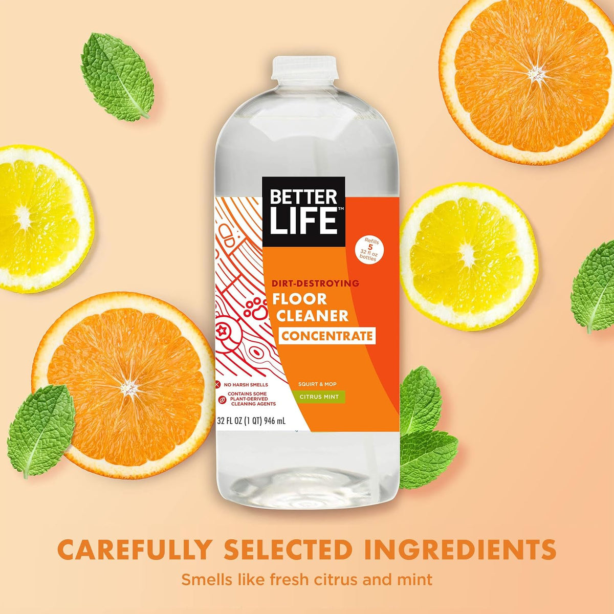 Better Life Floor Cleaner Concentrate- Liquid Multipurpose Cleaner for Wood, Tile, Laminate, Vinyl