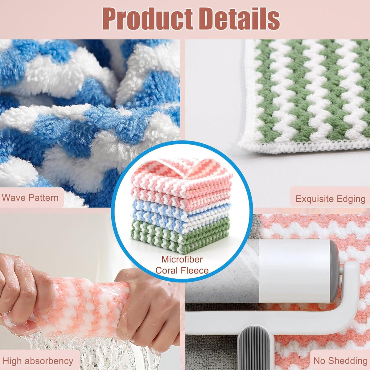 Microfiber Cleaning Cloth,Super Absorbent 12 Pack Dish Towels for Kitchen,Fast Drying Dish Cloth