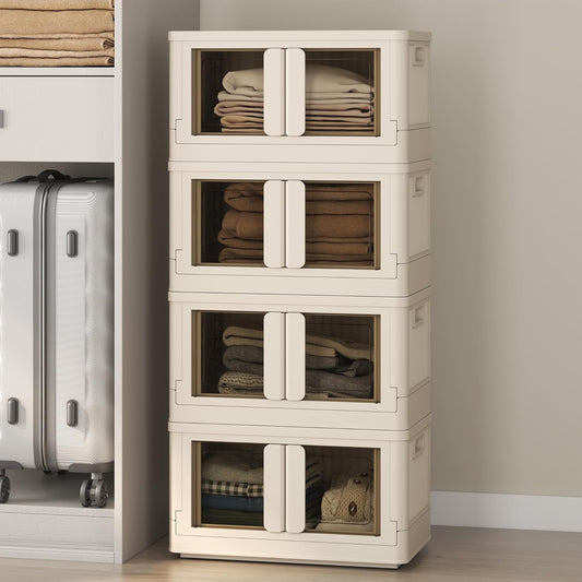 FLEXIMOUNTS 150 QT Stackable Storage Bins With Lids, Collapsible Plastic Storage Bins, Closet