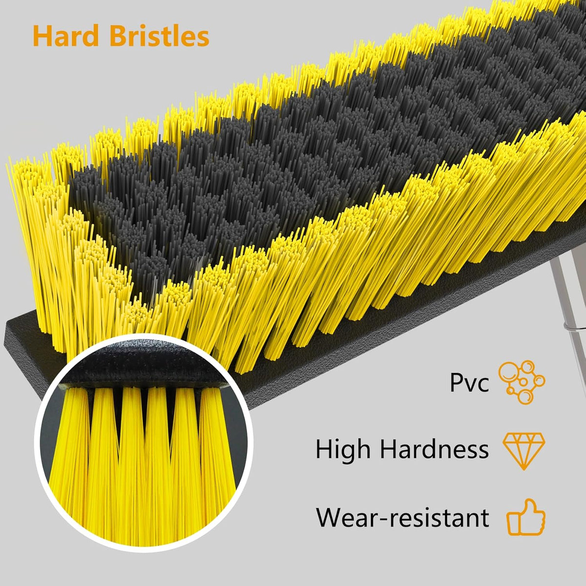 18 Inches Push Broom Outdoor with 65" Adjustable Handle, Heavy Duty Outdoor Broom with Stiff
