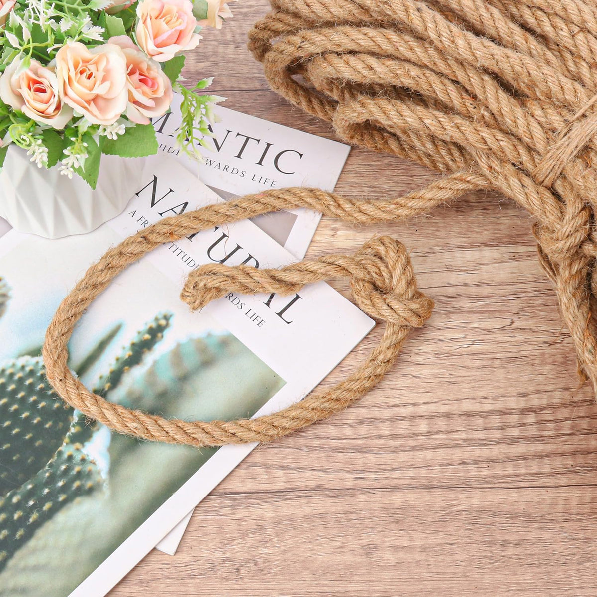 1/2 inch Hemp Rope, 164 Feet Twisted Manila Rope for Scratching Posts, Camping, Garden, Crafts, DIY