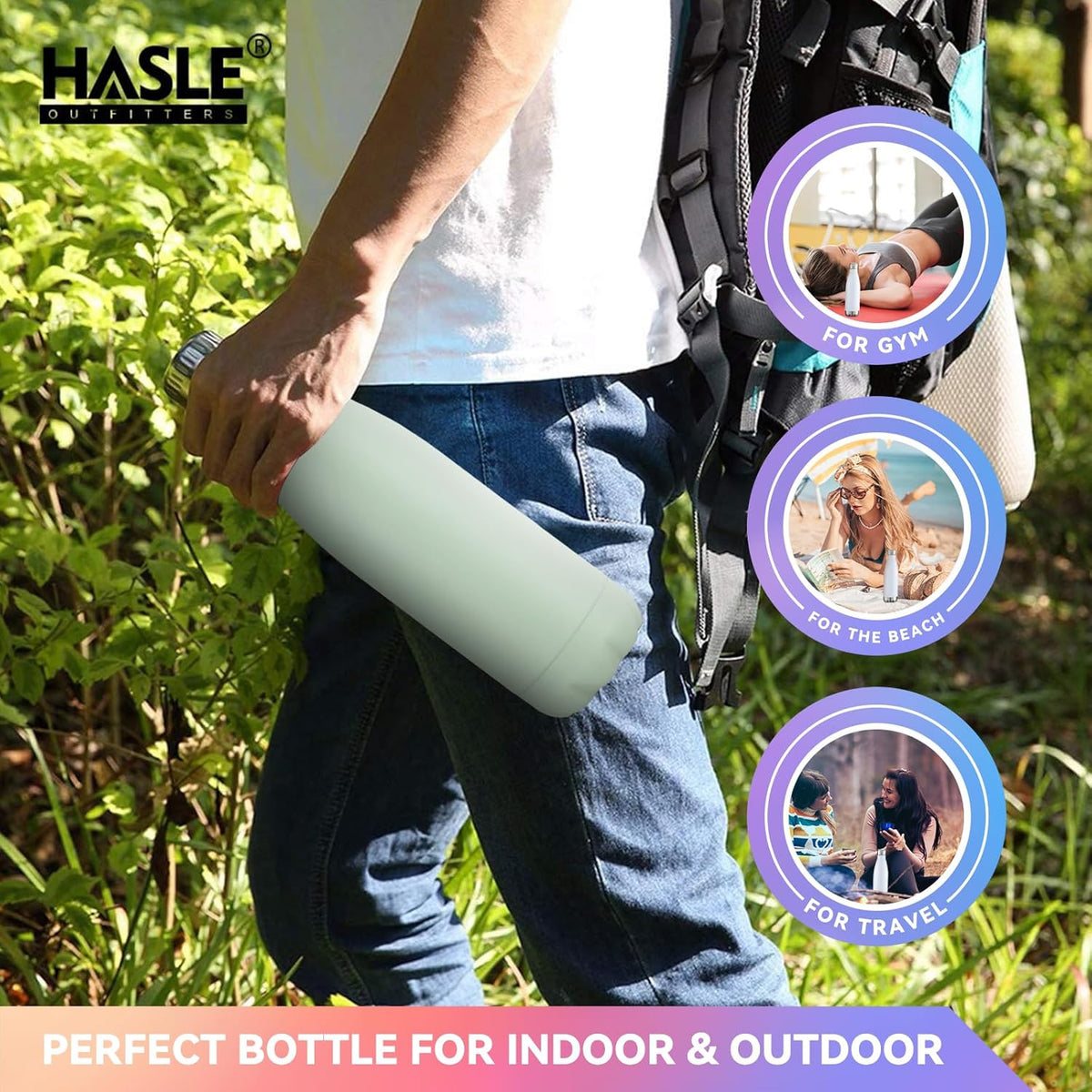 HASLE OUTFITTERS 17oz Stainless Steel Water Bottles, Vacuum Insulated Water Bottles Double Walled