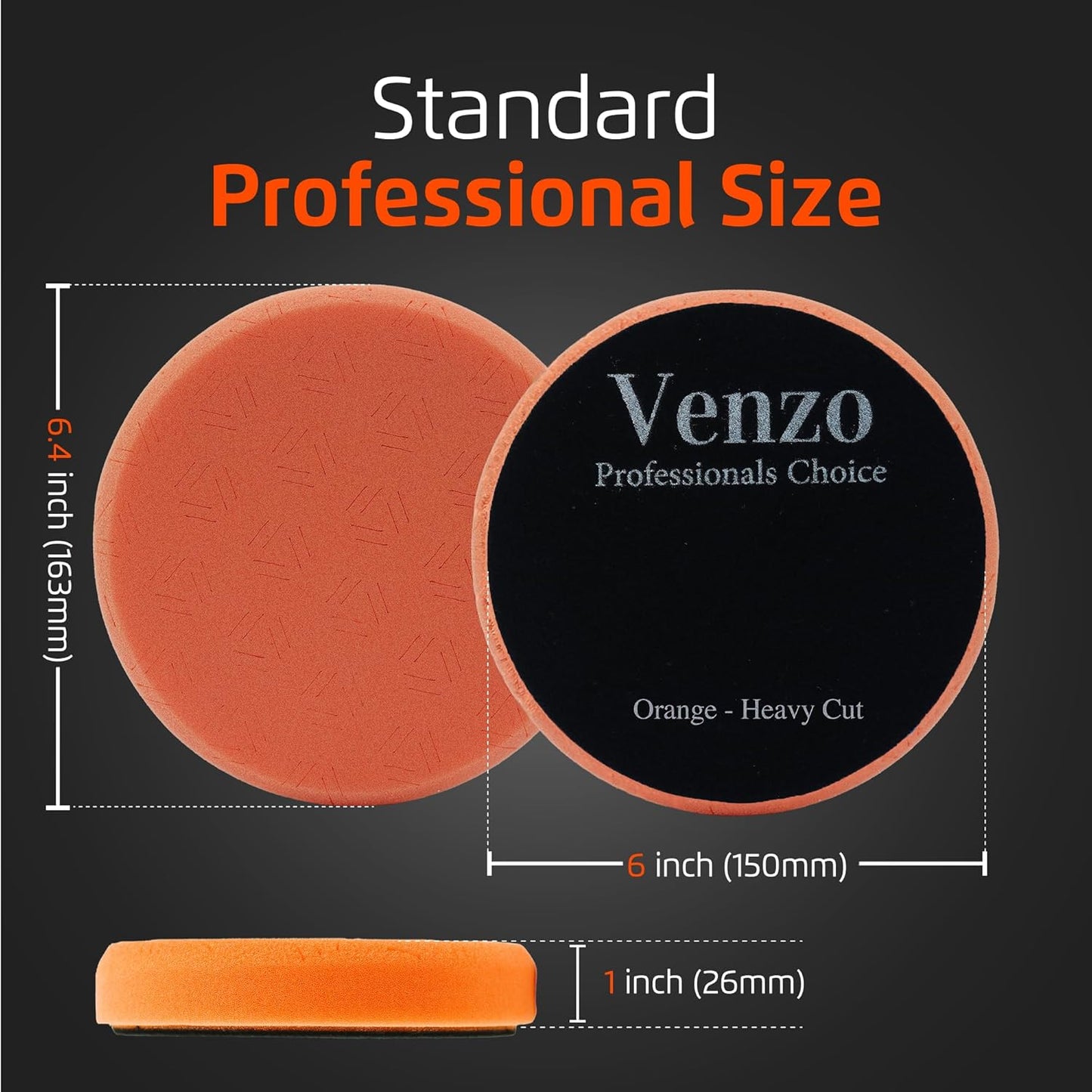 Venzo 6 Inch Buffing Polishing Pads, 5 Pcs 6.5" inch Front Side for 150mm Backing Plate, Buffing