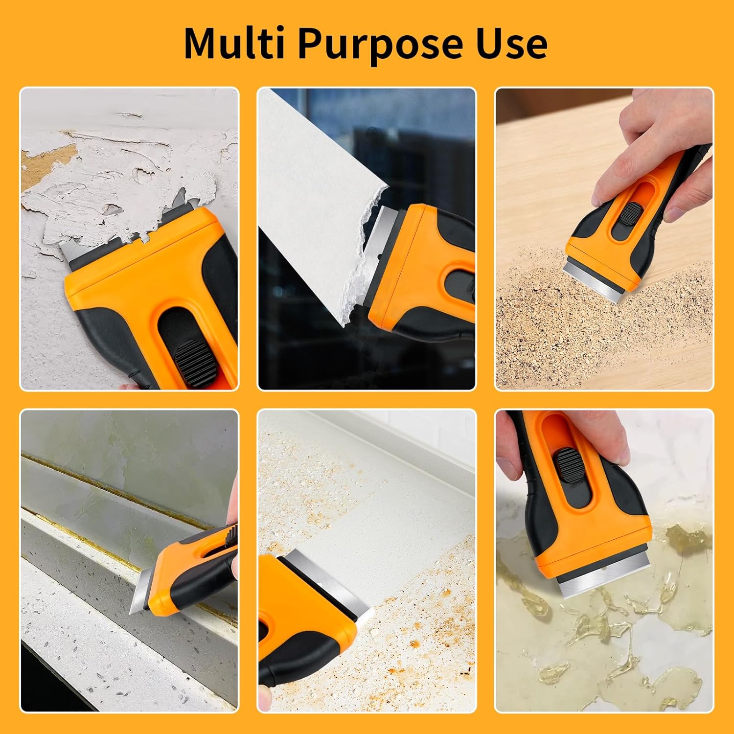 Razor Blade Scraper Tool with 15 Extra SK5 Blades - Multi-Surface for Glass Tile Window Car