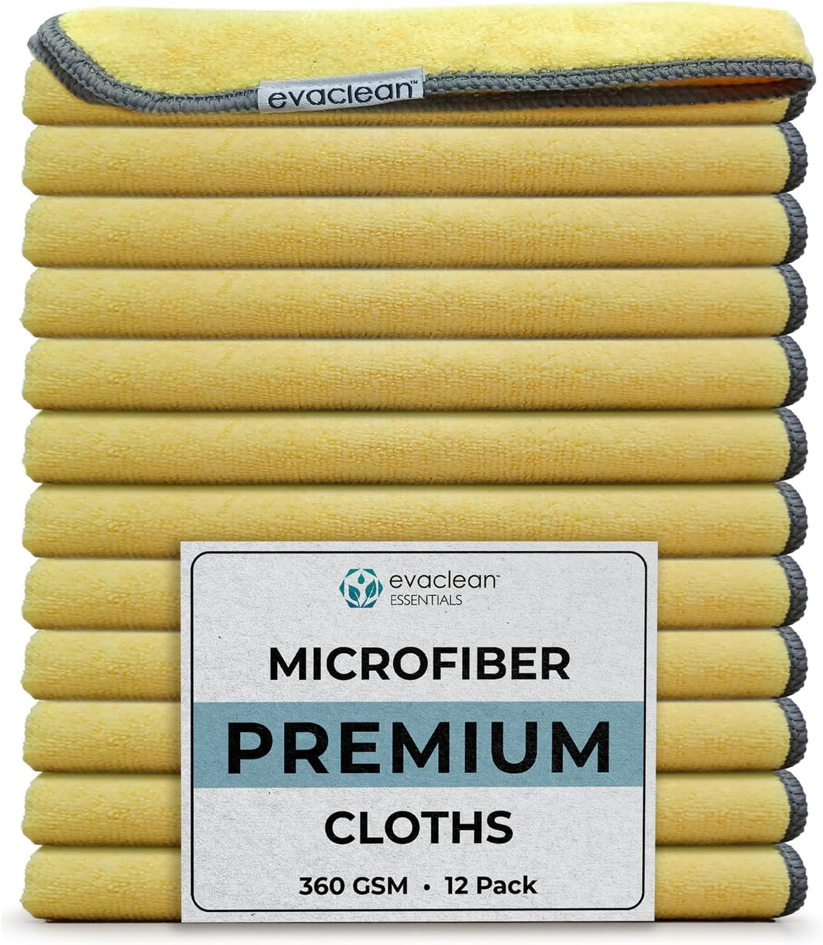 EvaClean Premium Microfiber Cleaning Cloth 16"x16" - Reusable, Washable, Non-Scratch, Microfiber