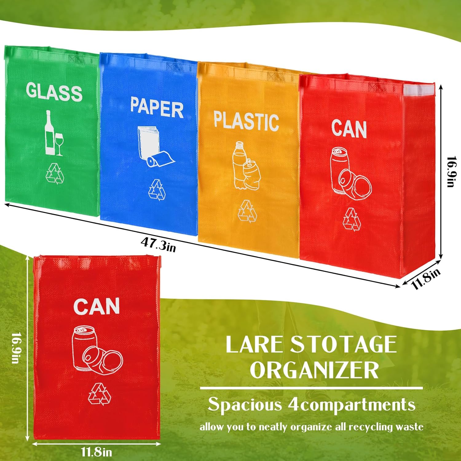 4 Pcs Recycling Bin Bags Separate Recycle Bin Waterproof Waste Baskets Recyclable Waste Trash