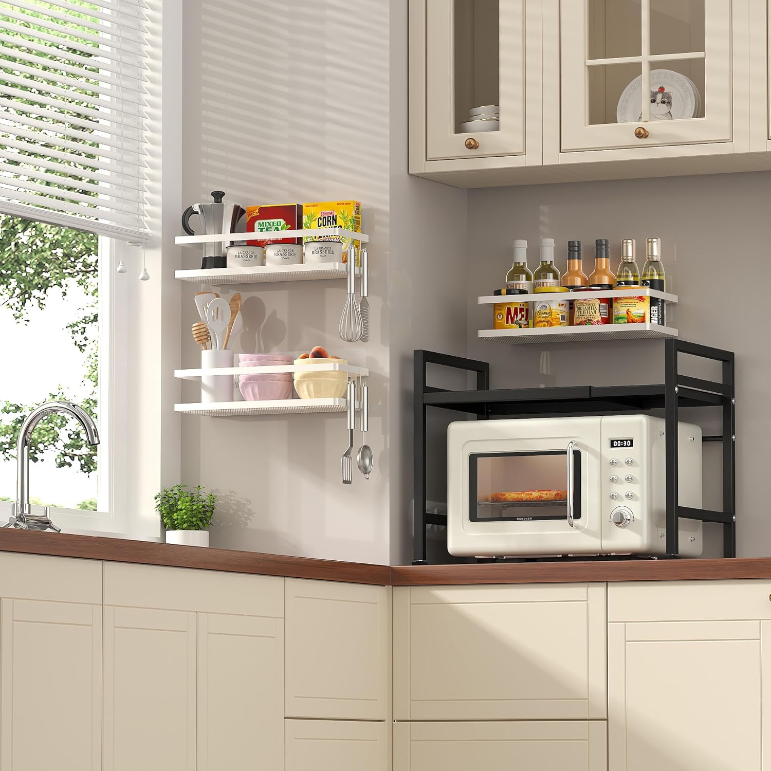 PUSDON Hanging Storage Baskets Organizer Wall Mount, Metal Wire Storage Bin Rack for Kitchen