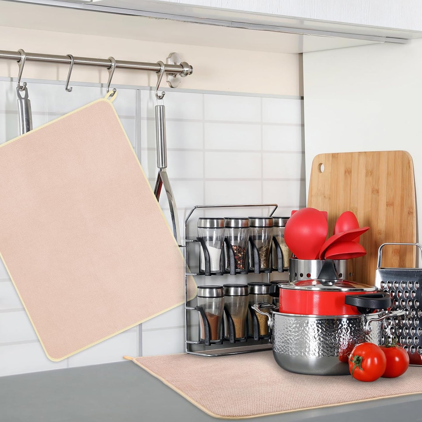 Hushee 2 Pack Extra Large Dish Drying Mat Microfiber Absorbent Dish Drying Pad Large Size Dishes