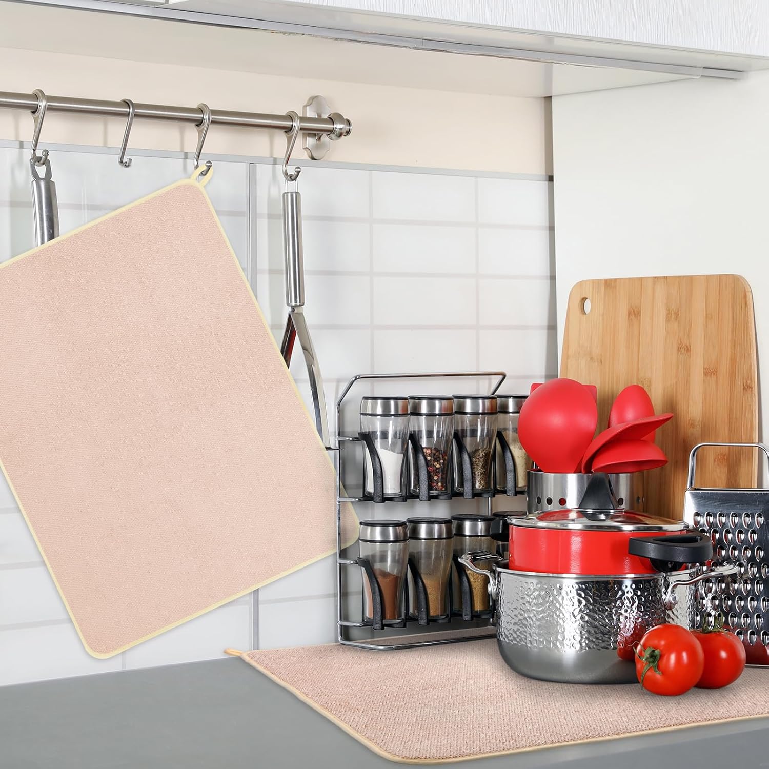 Hushee 2 Pack Extra Large Dish Drying Mat Microfiber Absorbent Dish Drying Pad Large Size Dishes