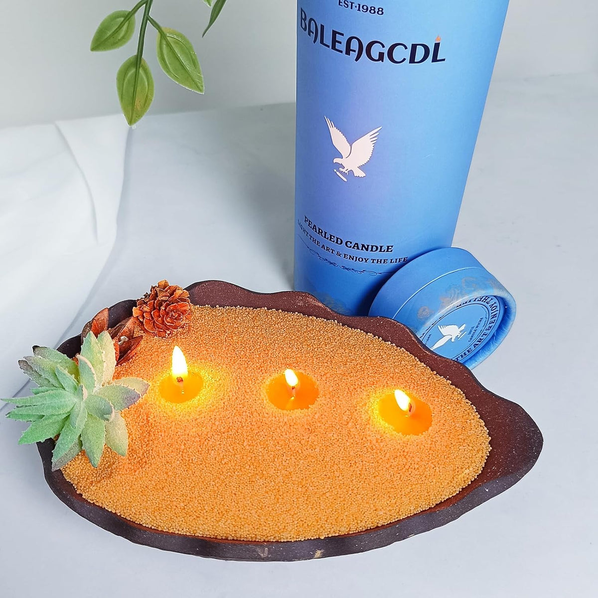 Orange Scented Pearled Candle 18oz Luxury Sand Candle Granulated Wax - 30 Cotton Wicks - Wax for