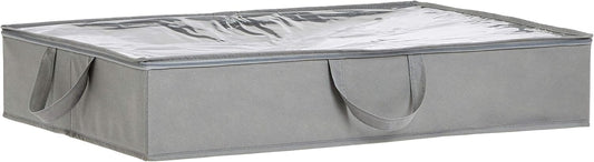 Amazon Basics Under Bed Fabric Zipper Storage Container Bags with Window and Handles, 2-Pack, 30.2